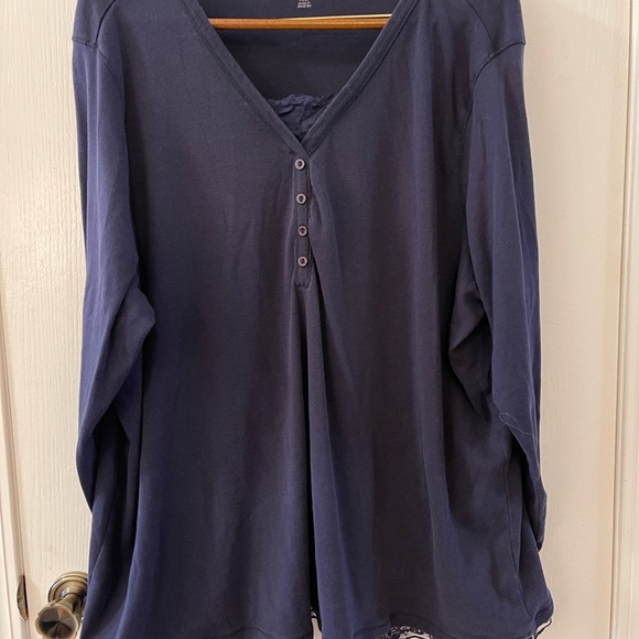 Woman Within Tops - Woman Within Deep Blue Long Sleeve Tee